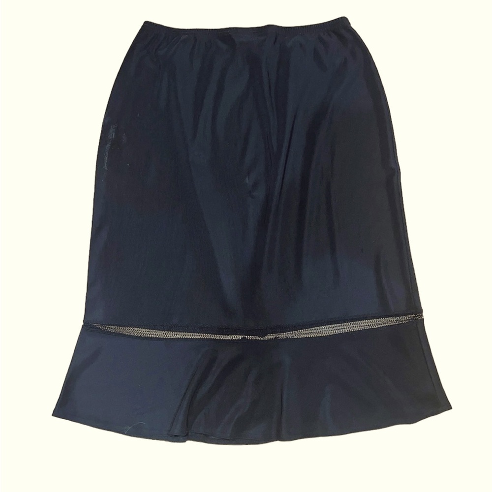 Claudia Richards Black Midi Skirt with rolling Ruffles and Netted Detail, Size L